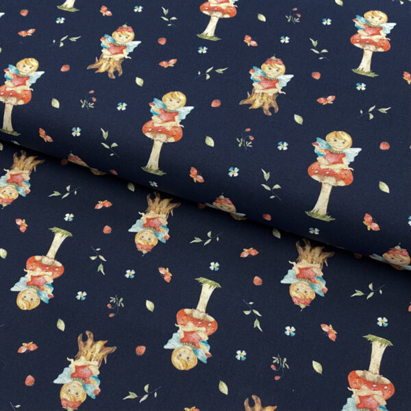 Bavlněná látka Sweet elf navy digital print Designové bavlněné látky - pro šití