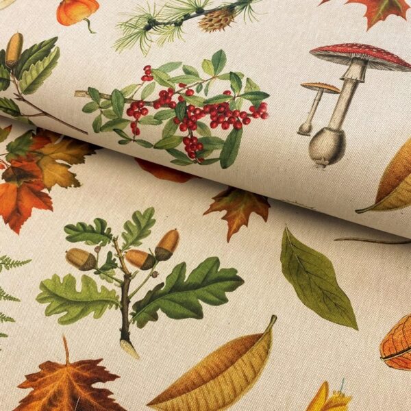 Dekorační látka Linenlook premium Fall forest nature digital print Designové dekorační látky - pro šití