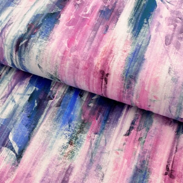 Úplet Hidden forest purple digital print Designový úplet - pro šití